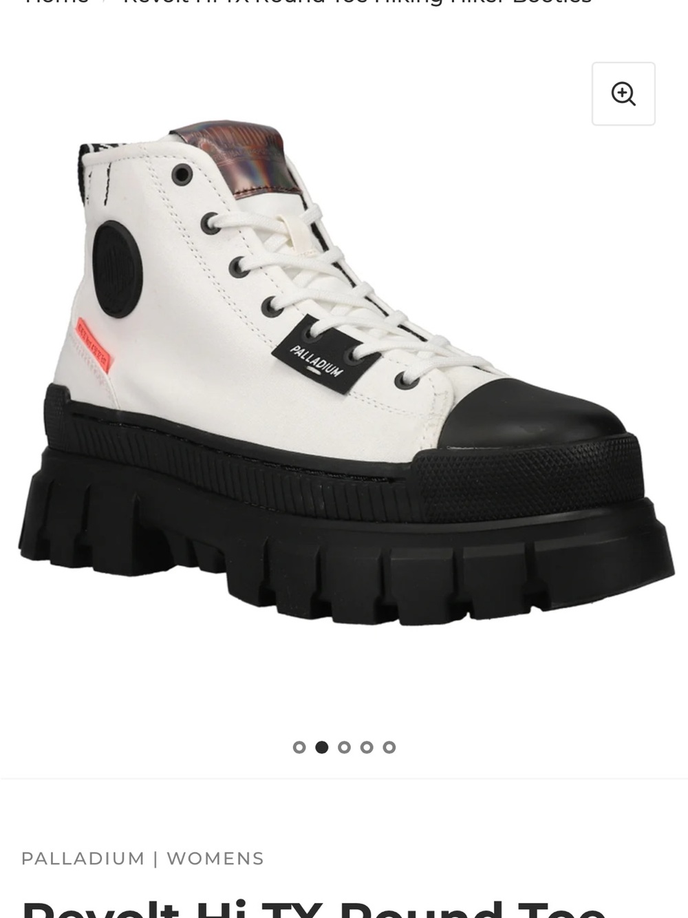 NWOT Palladium Womens White and Black Chunky Lug Lace-Up Boots